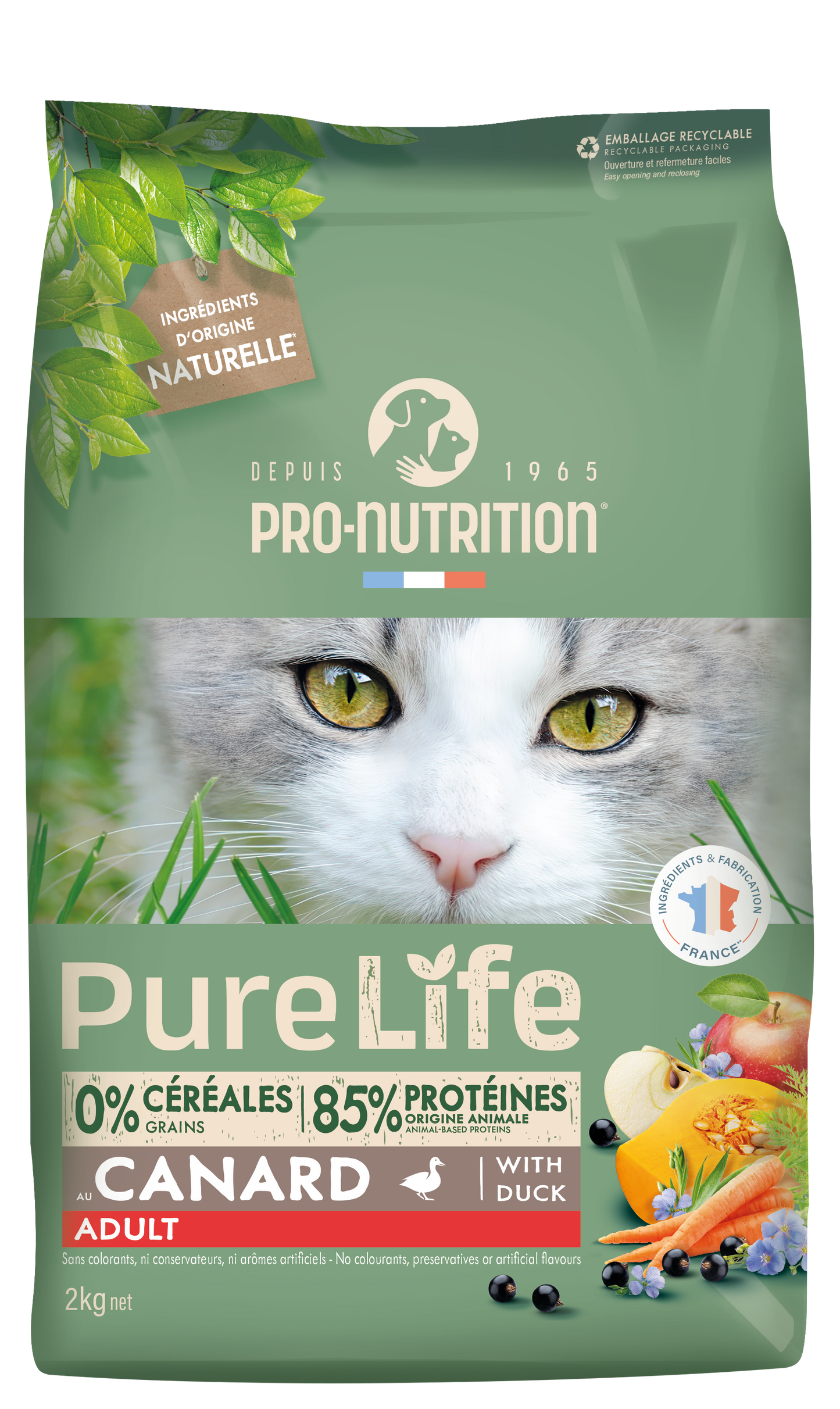 Croquettes Pure Life Chat Adult – Saveur Canard