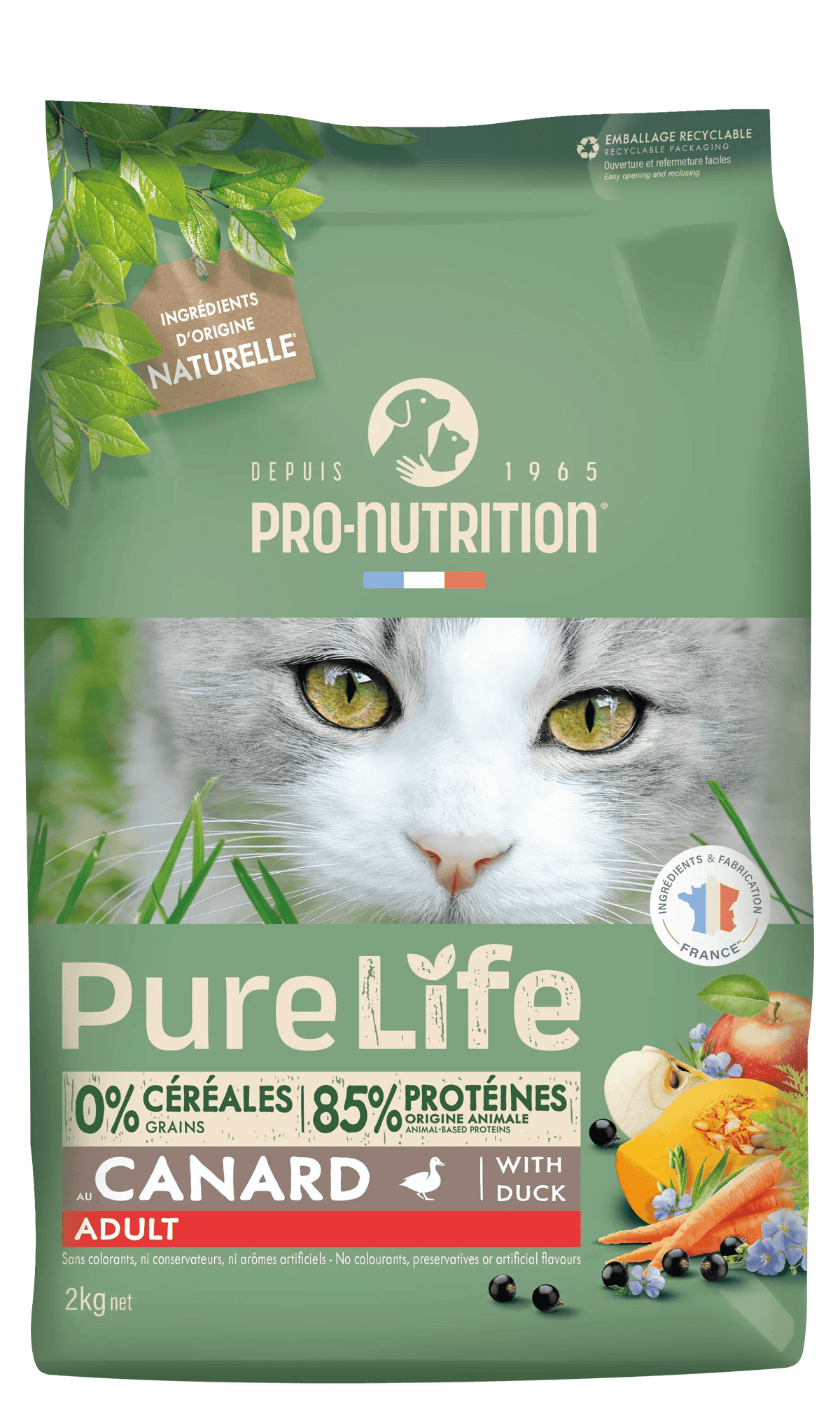 Croquettes Pure Life Chat Adult – Saveur Canard - EkiDog