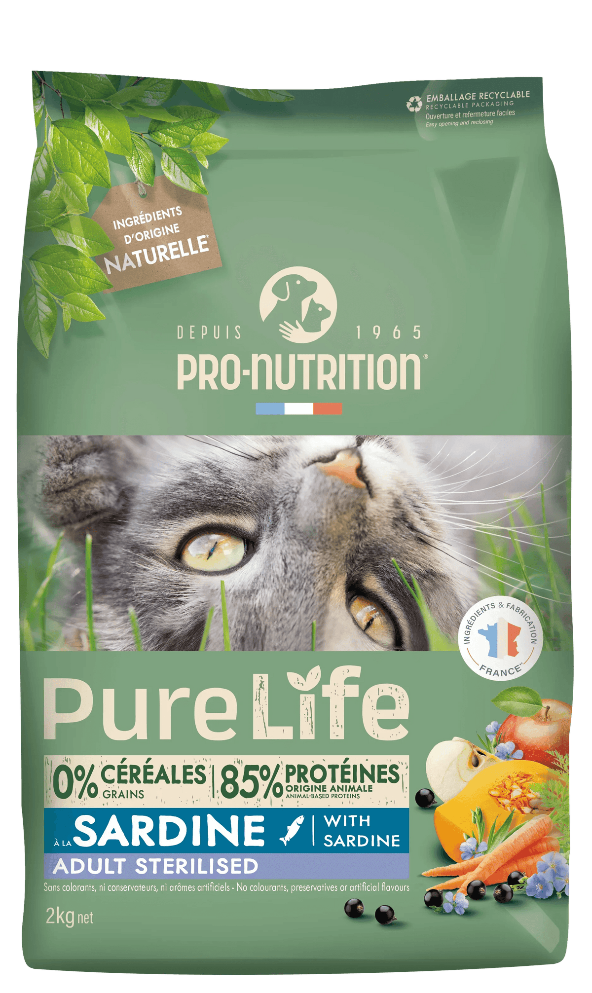 Croquettes Pure Life Chat Adulte Stérilisé – Saveur Sardine - EkiDog