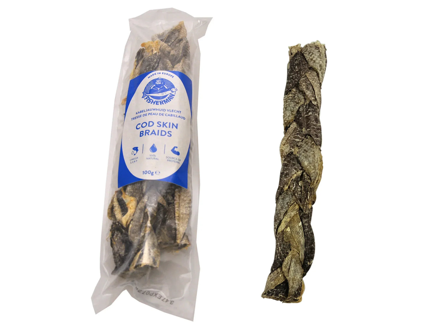 Tresse de peau de cabillaud L – 100 g - EkiDog