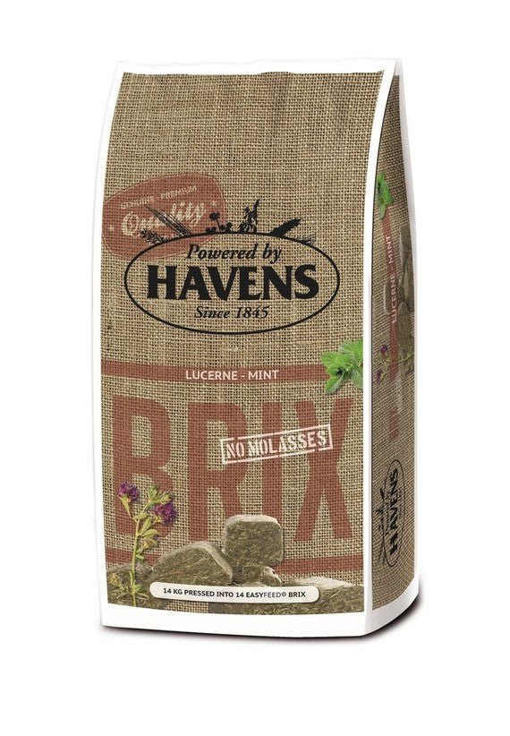Havens BRIX 14 kg - Briquettes de Luzerne à la Menthe pour Chevaux