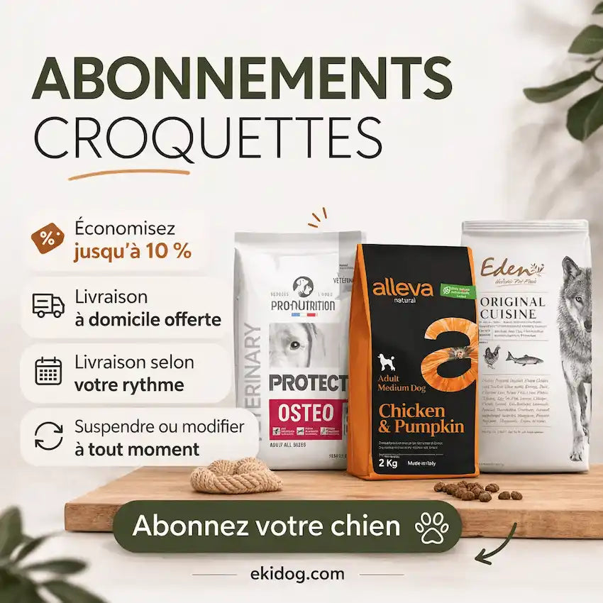 Abonnement Croquettes Chien : Économisez jusqu'à 20% avec la Livraison Automatique