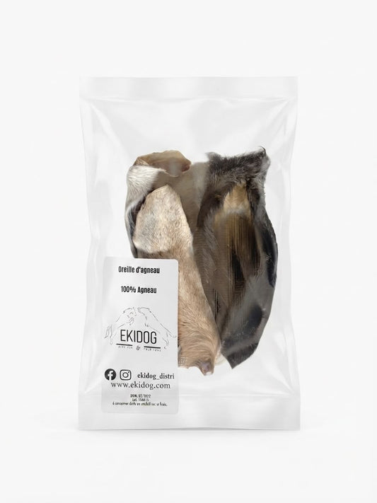 Oreilles d'agneau avec poils - friandise naturelle vermifuge pour chien - EkiDog