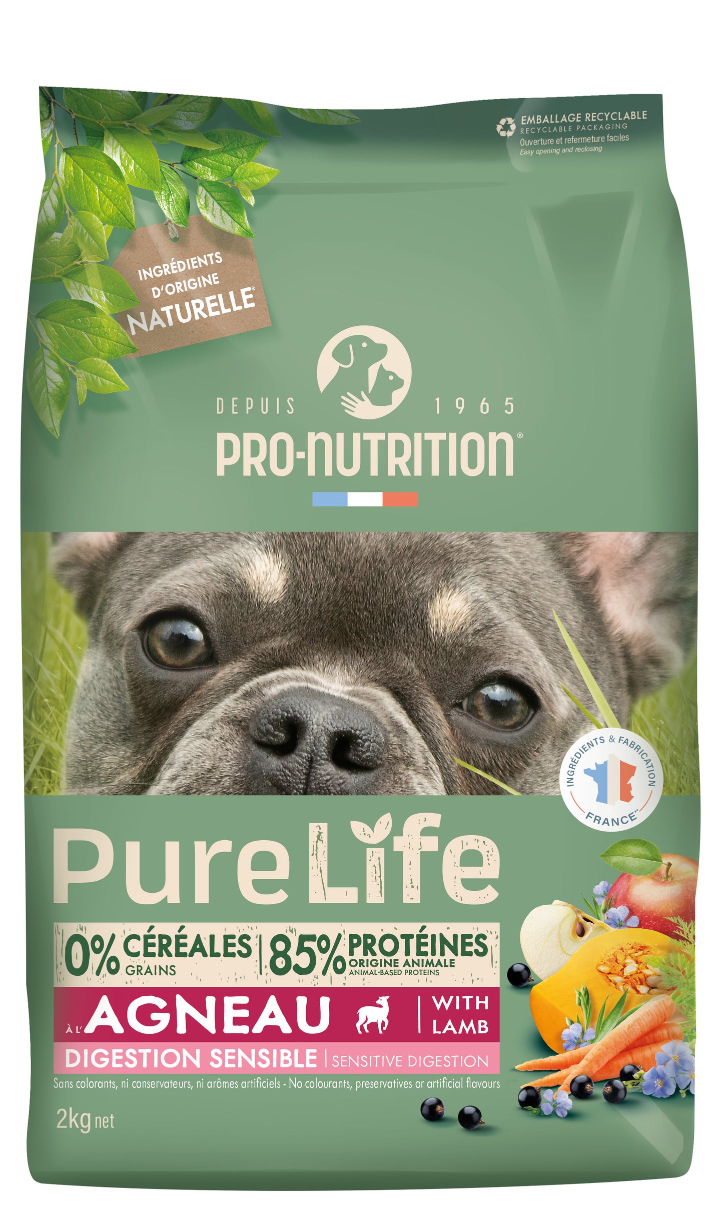 Croquettes Pure Life Chien Digestion Sensible – Saveur Agneau