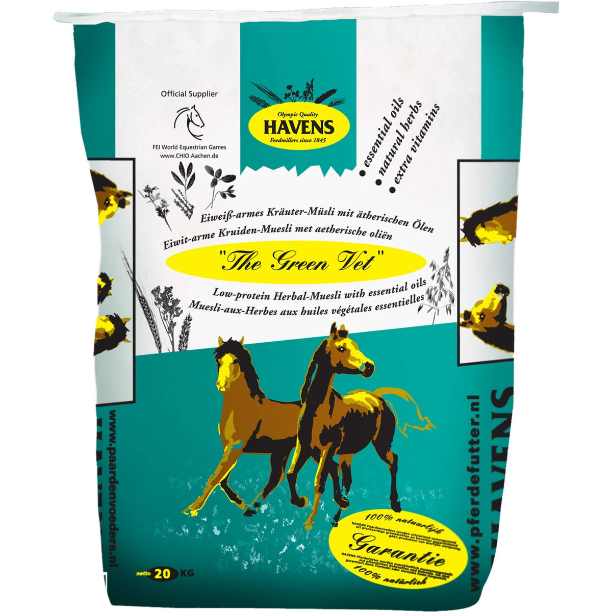 Havens Green-Vet (Muesli aux Herbes) 20 kg - Floconné Plantes & Huiles Essentielles