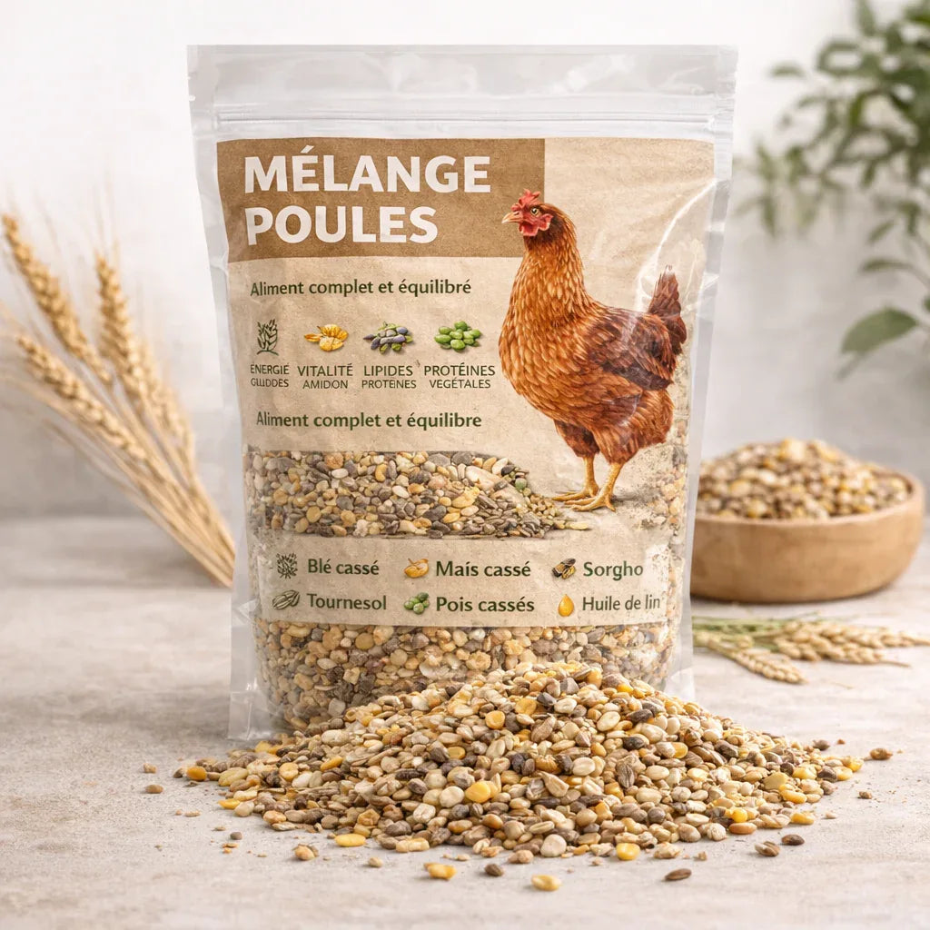 Mélange Basse-Cour 20kg pour Poules et Volailles - Alimentation Naturelle Premium - EkiDog